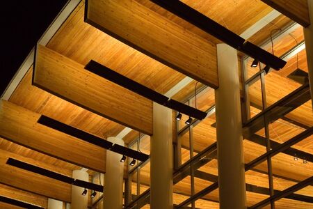 a building at nightの写真素材