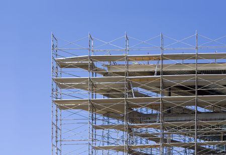 a scaffold at a construction site
