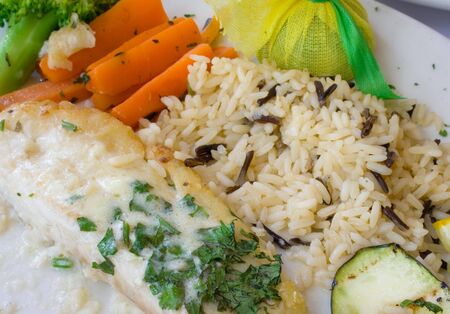 white flounder with riceの写真素材