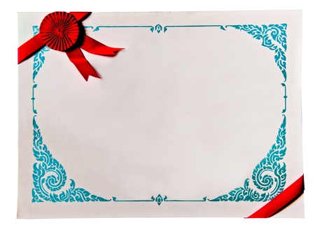 The Diploma frame isolated on white backgroundの写真素材