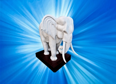 The White elephant with blue ray background