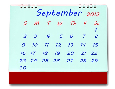 The Calendar of september 2012 isolated on white backgroundの写真素材
