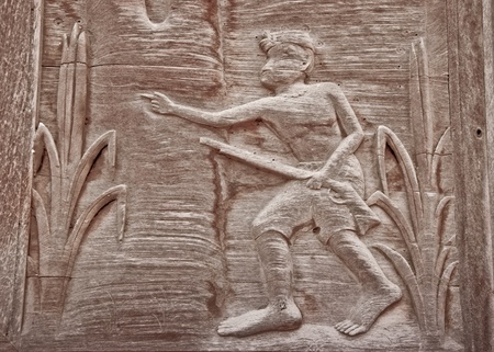 The Old carving wood thai styleの写真素材