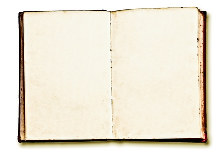 The Open old  book isolated on white backgroundの写真素材