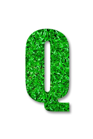 The Green grass alphabet of q isolated on white backgroundの写真素材