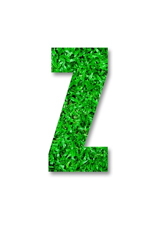 The Green grass alphabet of z isolated on white backgroundの写真素材