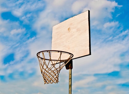 The Basketball court on blue sky background