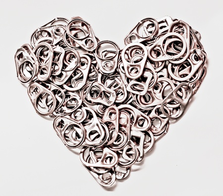The Heart of can tab  isolated on  white backgroundの写真素材