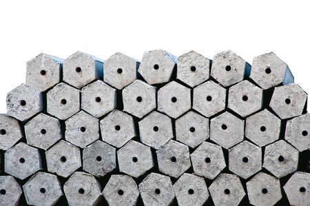 The Abstract of pole cement isolated on white backgroundの写真素材