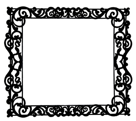 The Antique of iron frame isolated on white backgroundの写真素材