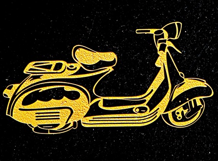 The Carving motorcycle on black granite backgroundの写真素材