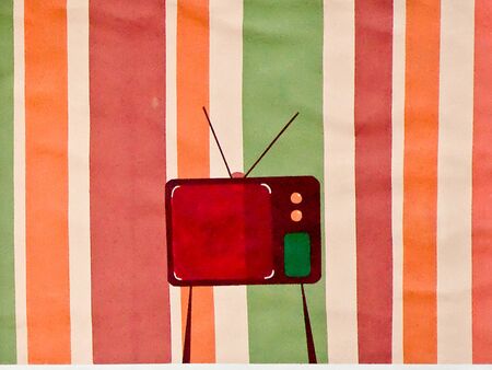 The Painting tv on wall backgroundの写真素材