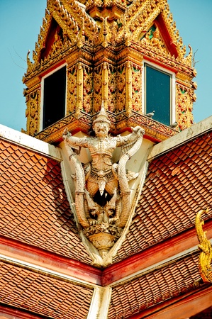 The Sculpture of Garuda on roof in the templeの写真素材