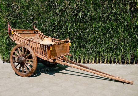The Old wooden cart in thailand