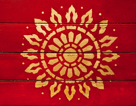 The Painting golden symbol of religion on wood in the  templeの写真素材