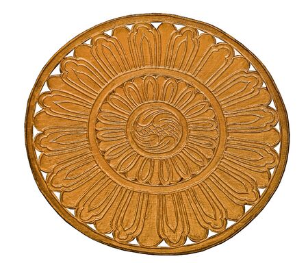 The Carving brass of thai style isolated on white backgroundの写真素材