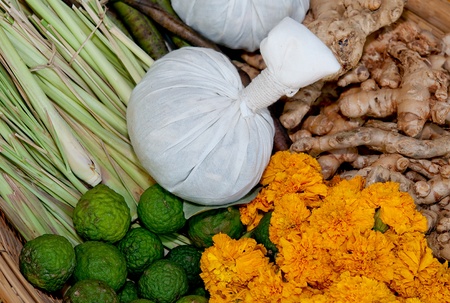 The Herbal compress ball for spa treatmentの写真素材