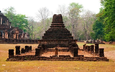 The Ancient stupa of Si Satchanalai historical park at sukhothai province,Thailandの写真素材
