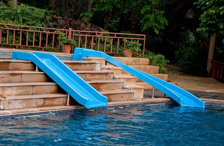 The Water slide of pool in the forest