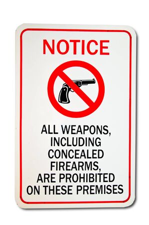The Sign of no weapon allowed isolated on white backgroundの写真素材