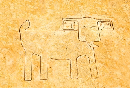 The Iron pattern line of elephant on cement floorの写真素材
