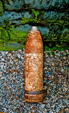The Old rusted  ammunition of artillery