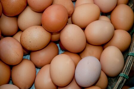 The Fresh egg on bamboo basket