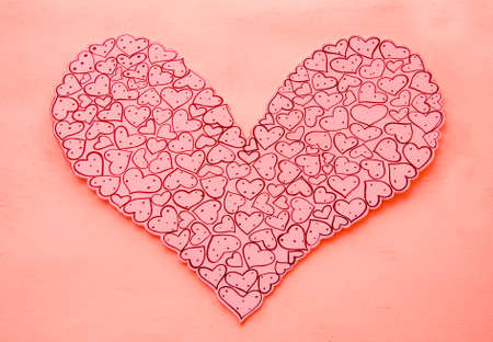 The Heart shape paper decoration on wallの写真素材