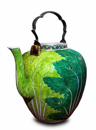 Old chinese tea pot isolated on white backgroundの写真素材