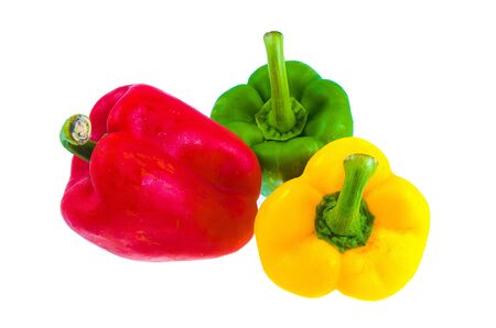 Bell peppers isolated on white backgroundの写真素材