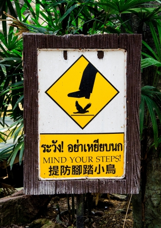 Sign of do not step on the birdの写真素材