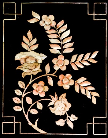 The Buried pearl of thai art on wood. This is traditional and generic style in Thailand. No any trademark or restrict matter in this photo.の写真素材