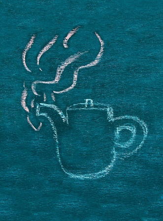 Teapot drawing on blackboardの写真素材