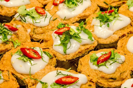 Colorful of Steamed fish with curry pasteの写真素材