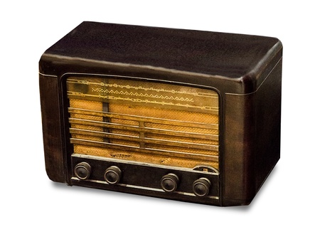 Vintage radio isolated on white backgroundの写真素材
