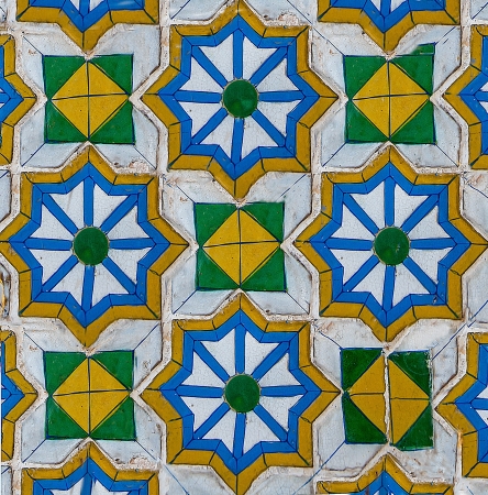Colorful of vintage ceramic tiles decoration