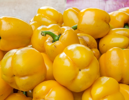 Colorful of yellow bell pepperの写真素材