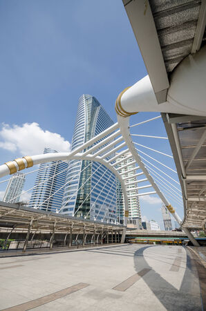 Beautiful of Sky walker at the center connected to electric train station,Bangkok city,Thailandの写真素材