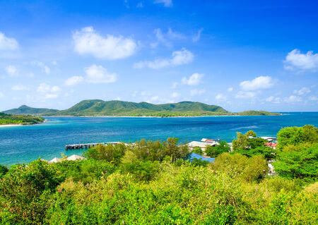 View of island on sea at Amphoe Sattahip,Chonburi provice,Thailandの写真素材