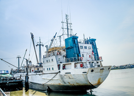 Big boat on pier in thailandの写真素材