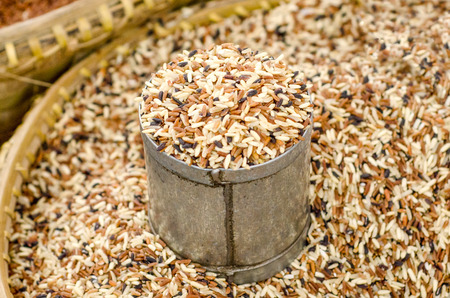 Piles of unmilled rice in thinの写真素材