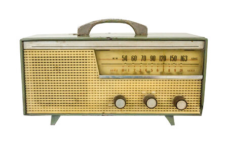 Grungy retro radio isolated on white backgroundの写真素材