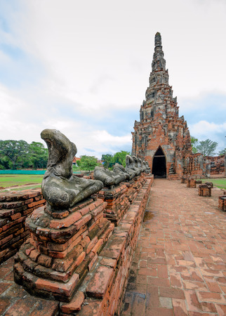 Ruins of Chaiwattanaram temple at Ayuttaya, Thailandの写真素材