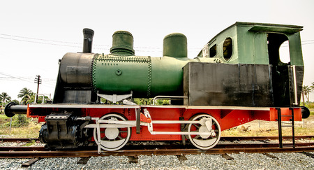 Old steam train on the trackのeditorial素材