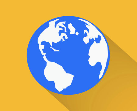 Blue planet  flat design long shadow.Vector illustrationの写真素材