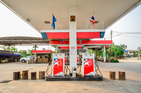 Sukhothai,THAILAND - March 30: Caltex Oil station on March 30,2013 in Sukhothai province, Thailand. Ready to service 24 hour.のeditorial素材