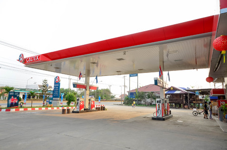Sukhothai,THAILAND - March 30: Caltex Oil station on March 30,2013 in Sukhothai province, Thailand. Ready to service 24 hour.のeditorial素材