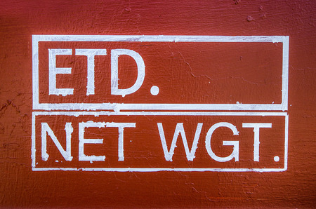Sign of net weight on steel sheetの写真素材