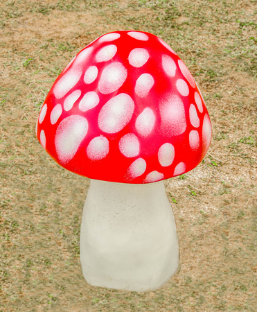 Mushroom decoration figure on groundの写真素材