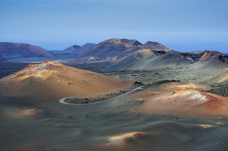 Scenic view of national parc Timanfaya, Lanzarote, Canary Islands, Spainの写真素材